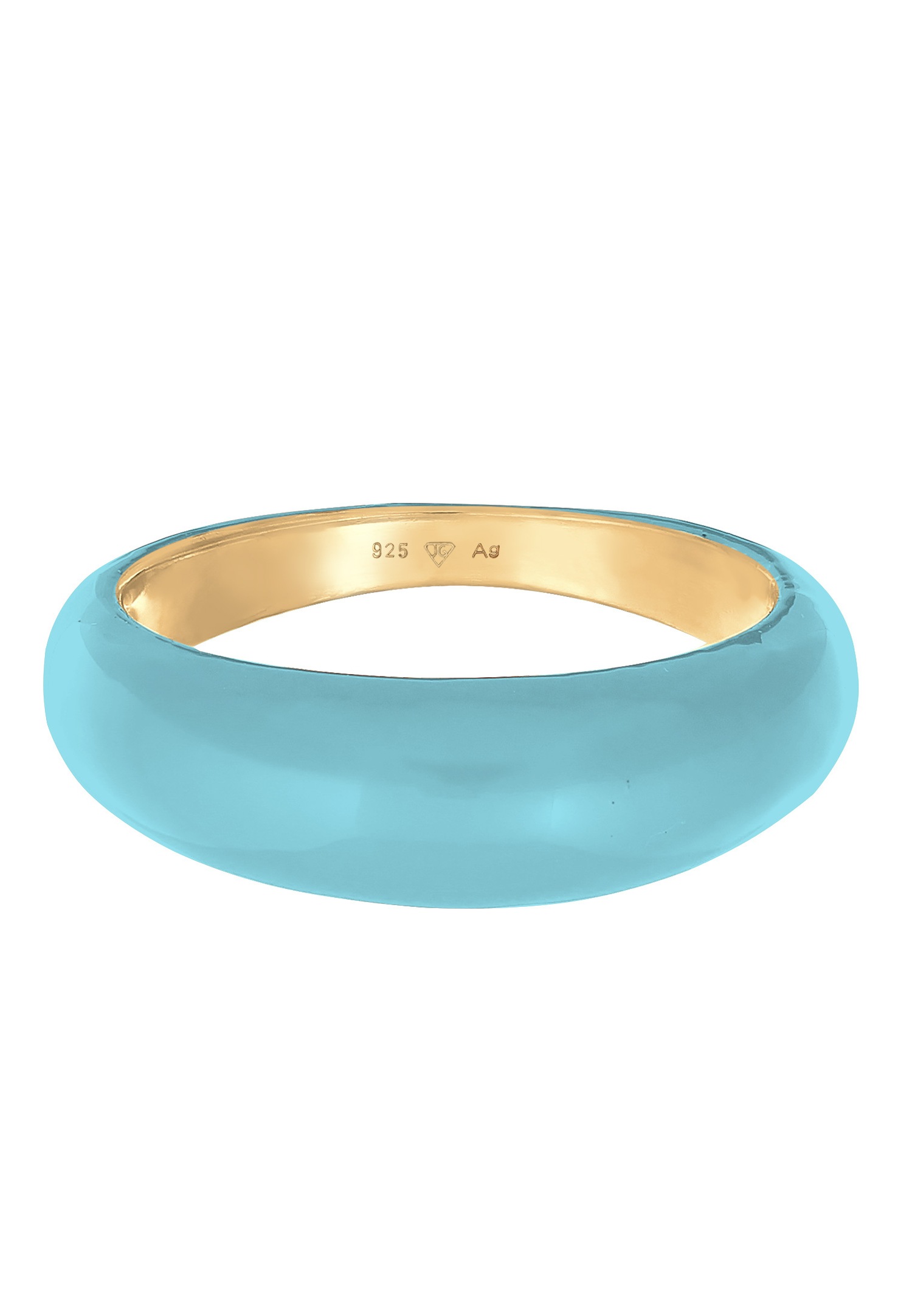 Elli Femmes Bande Pile avec Émail Orange en Argent Sterling 925 Plaqué Or