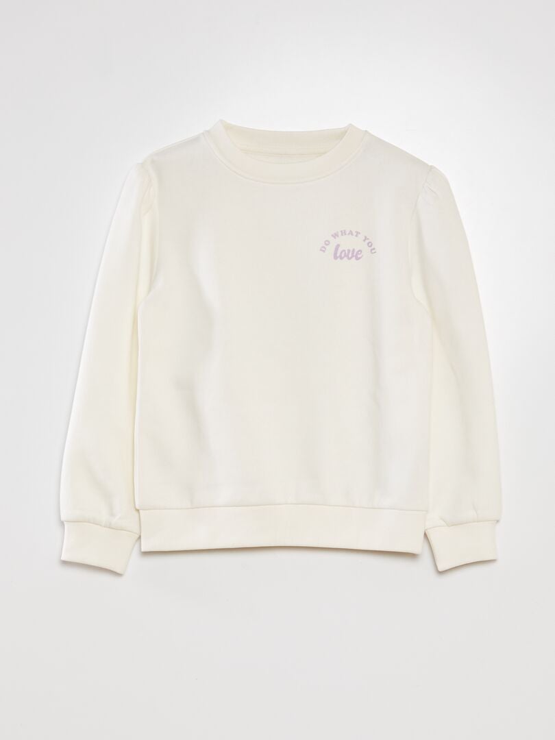 Sudadera de cuello redondo de tejido polar - BLANCA