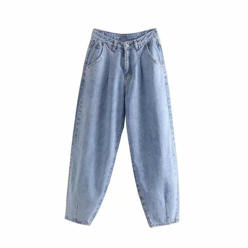 Jeans plissettati casual e morbidi da donna, jeans harem, jeans mom larghi, jeans streetwear, jeans boyfriend, jeans vintage da donna