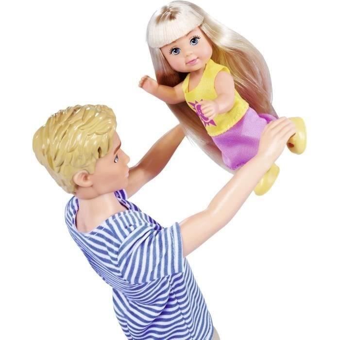 Zwangere Steffi-pop 29 cm, met Kevin 30 cm en Evi 12 cm in haar kinderwagen 105733673 Simba Toys