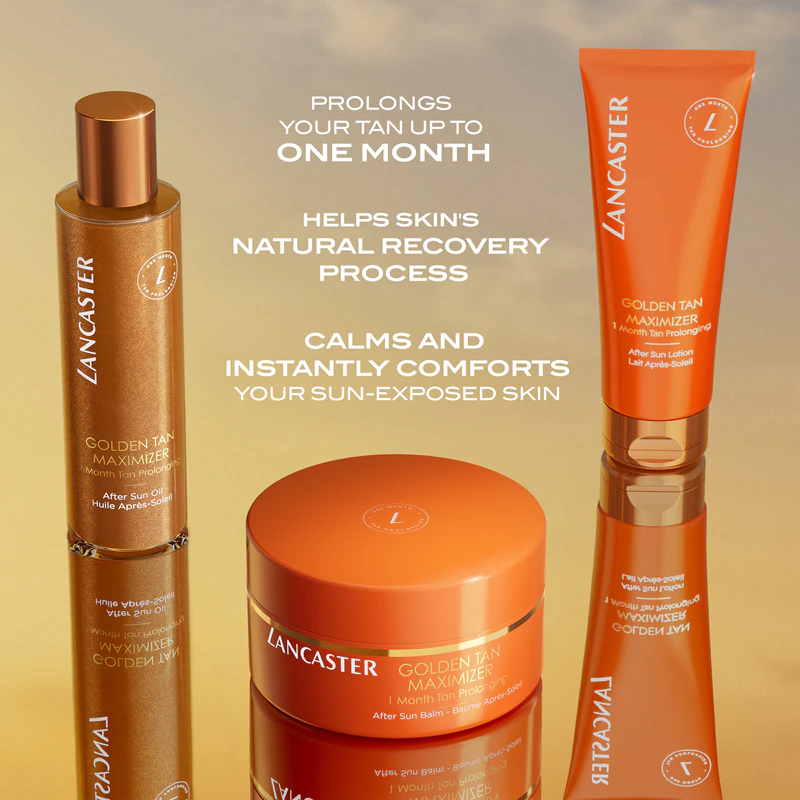 Lancaster Golden Tan Maximizer After Sun Oil, een lichaamsolie om je bruine teint langer te behouden.