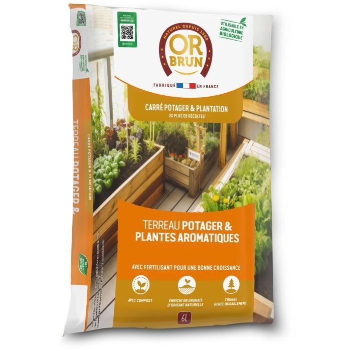 Sustrato para huerto y hierbas aromáticas - OR BRUN - OBRTARO6U - 6L - Crecimiento rápido