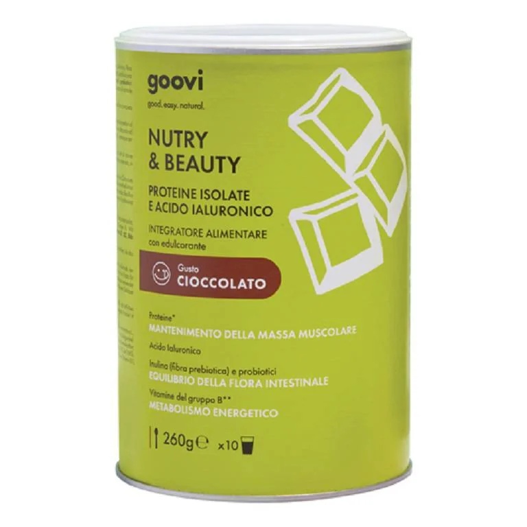 GOOVI Goovi Nutry & Beauty Voedingssupplement met chocolade-eiwitten 260 g Geïsoleerde eiwitten en hyaluronzuur