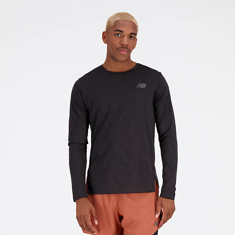 Pánské tričko s dlouhým rukávem Q Speed Jacquard - ČERNÉ