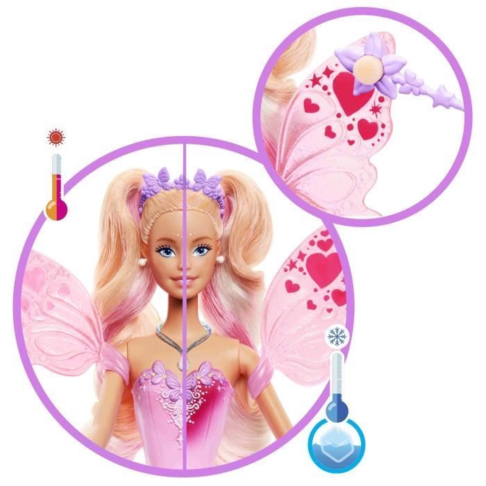 Poupée Barbie Fée-Ailes Et Tenue Avec Changement De Couleur