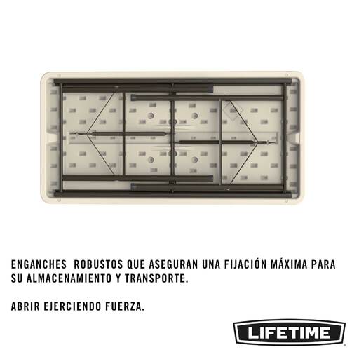 Lifetime rektangulært klapbord med ben, cremefarvet, 122 x 61 x 74 cm