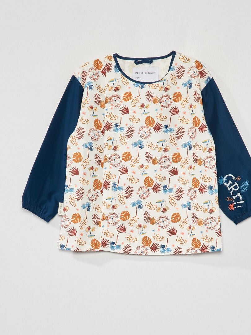 Delantal estampado de manga larga - AZUL