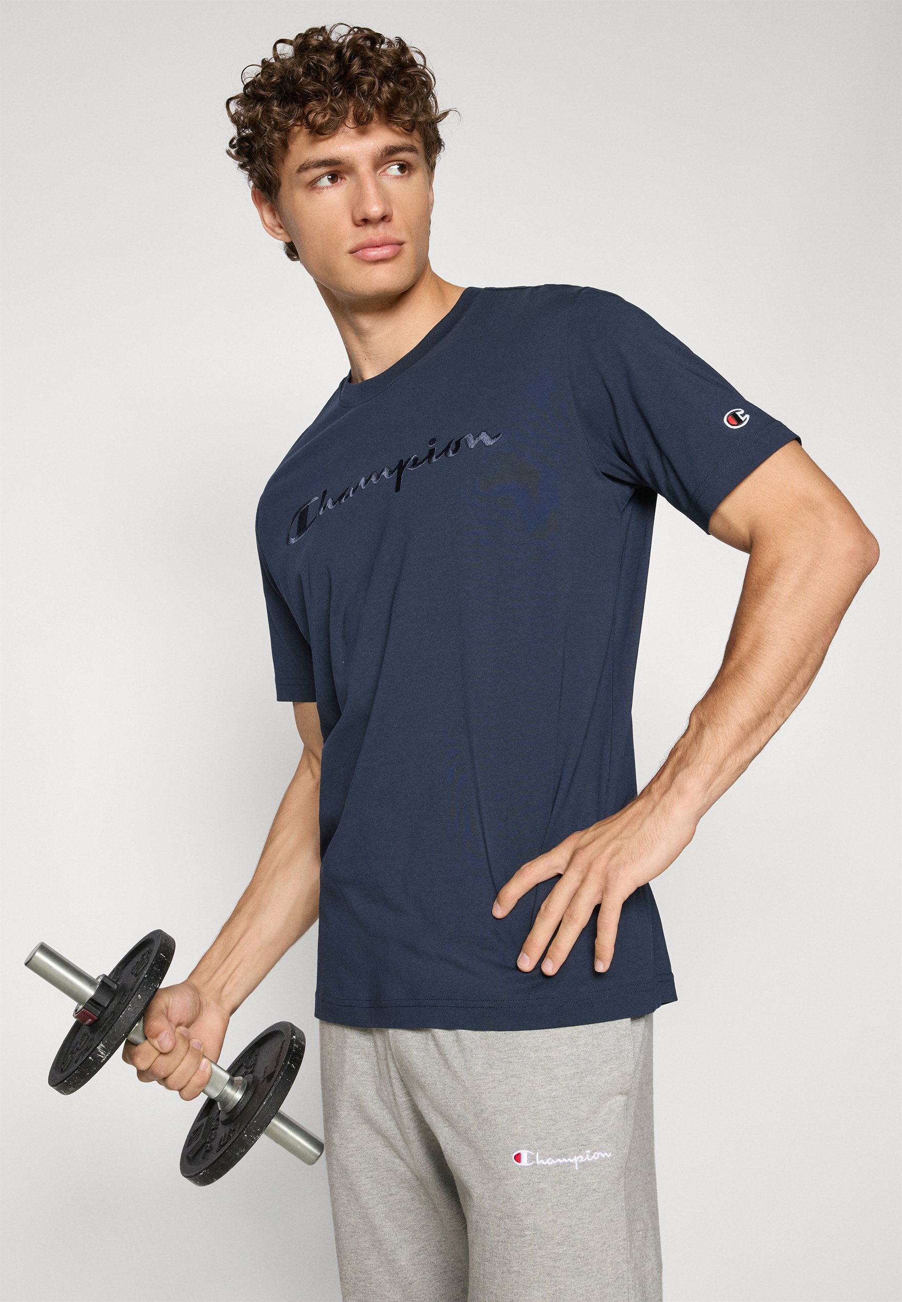 T-shirt Champion ICONS TONAL CREWNECK CON LOGO GRANDE - Stampa - blu navy