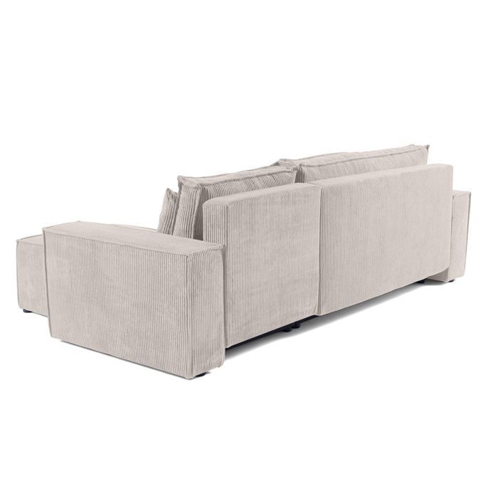 Cezanne - sofá esquinero reversible - 4 plazas - convertible con almacenamiento - en pana - Beige