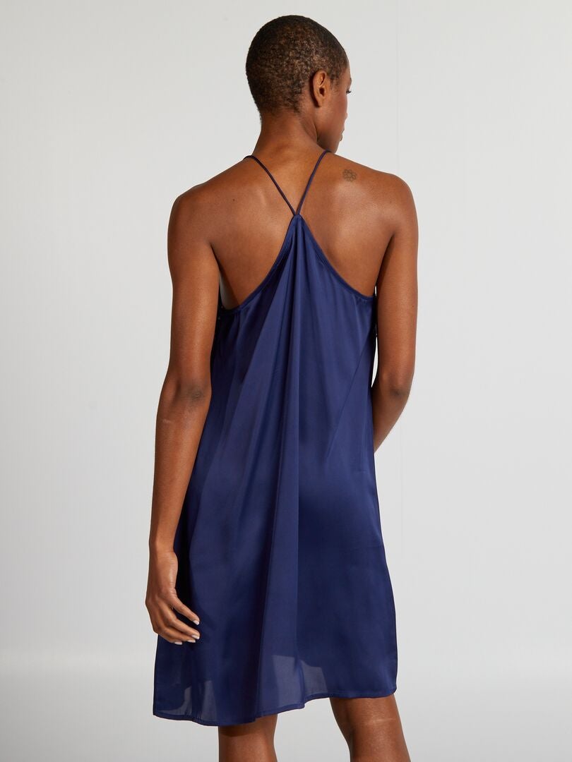 Satijnen babydoll met dunne bandjes - BLAUW
