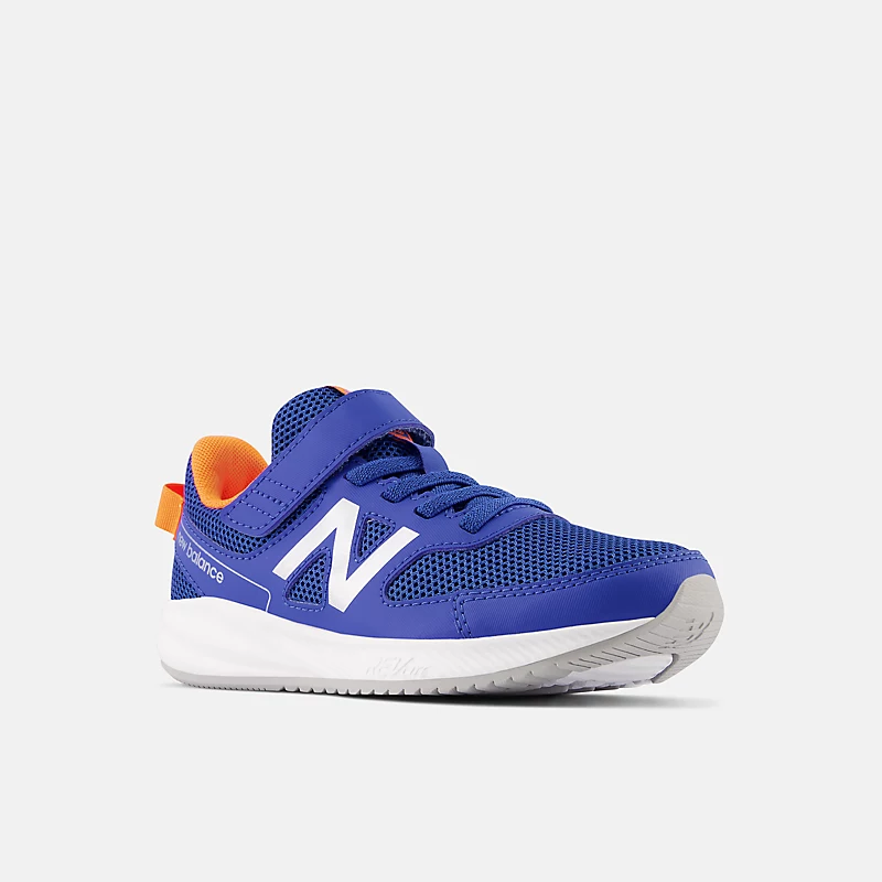 Kids 570v3 Lace Bungee with Top Strap – Cobalt with Bright Orange