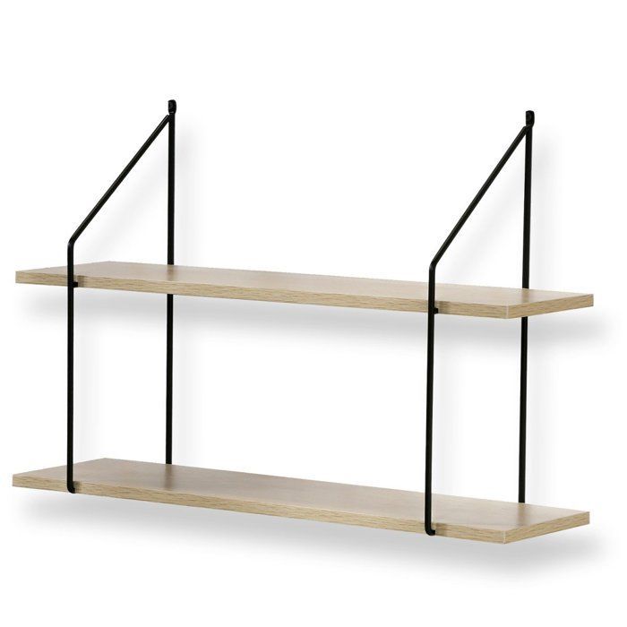 Estantería de pared de 2 niveles, acabado en madera, 60 cm de ancho - Madera - 60 cm x 15 cm x 40 cm - CALICOSY