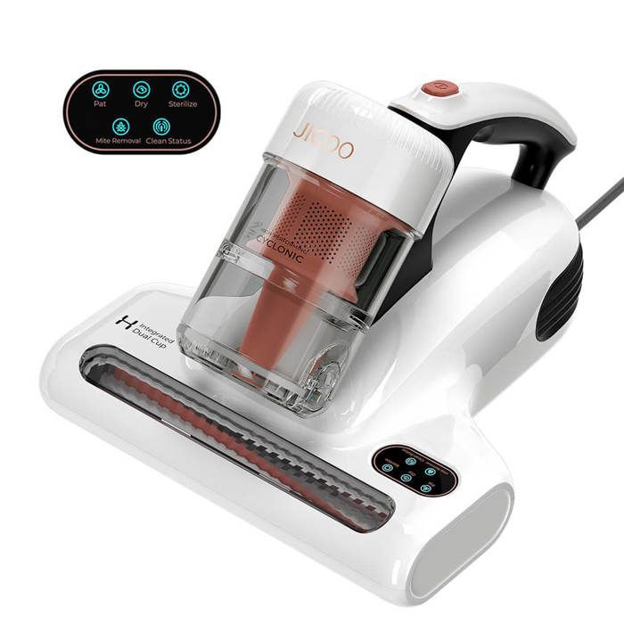 Jigoo j200 aspirateur, aspirateur de matelas avec double tasse intégrée, aspiration 13kpa, lampe UV, 60 ℃ vent chaud, affichage LED