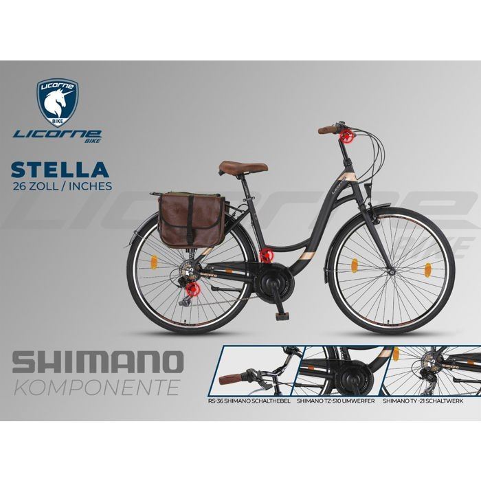 Un vélo de ville pour femme de 26 pouces avec cadre en aluminium [Noir, 26 pouces]