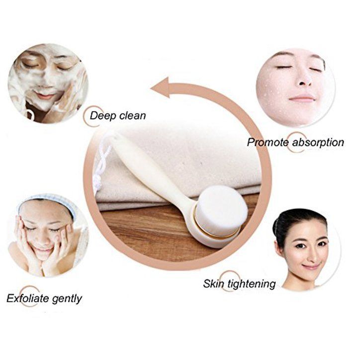 Cepillo de limpieza facial ultrasuave con mango y orificio para colgar, cepillo de masaje para la limpieza de poros faciales, O