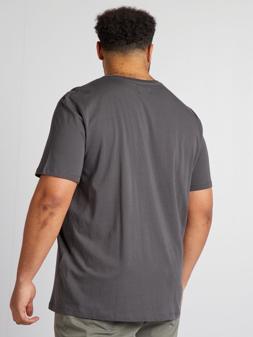 T-shirt met bikerprint - GRIJS