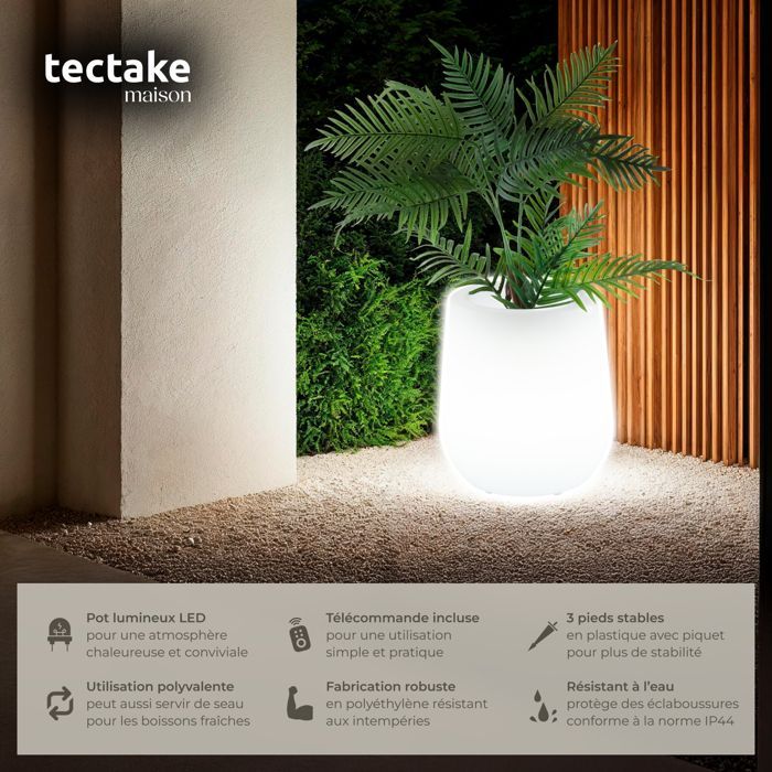 Vaso de flores TECTAKE com LED, modelo Luminous Curve, com iluminação LED de 12W.