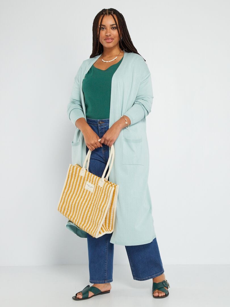 Geribbelde gebreide bodysuit - Groen