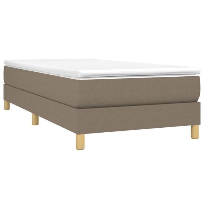 Taupekleurige stoffen bedbodem van 90x200 cm met veren - SALALIS - DP25016