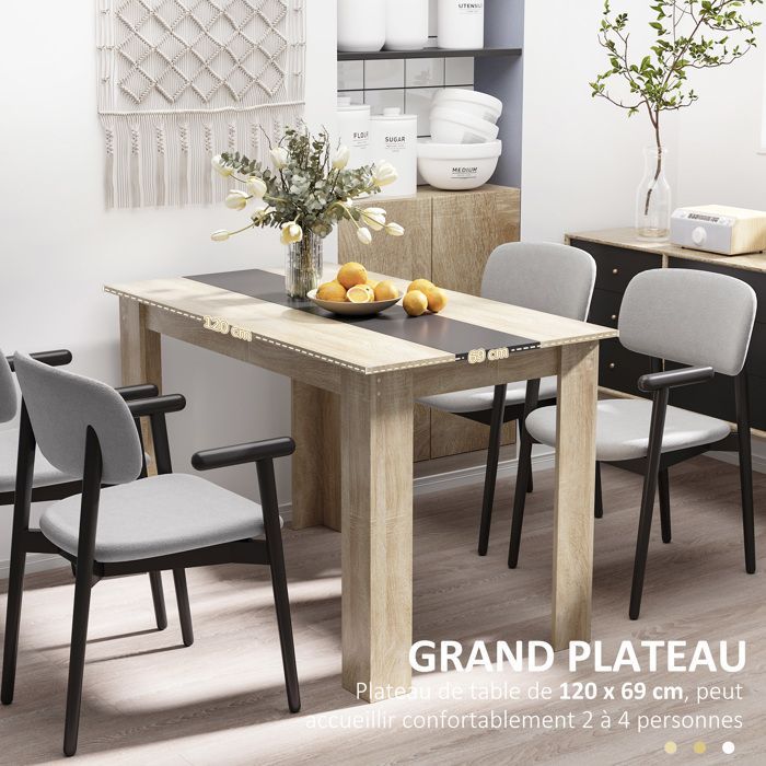 HOMCOM - Mesa de comedor - Tablero de partículas - 120x69x75cm - Madera natural