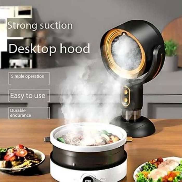 Coifa de mesa com exaustor, íons negativos, portátil, USB, silenciosa, altura ajustável, 3000mAh, preta