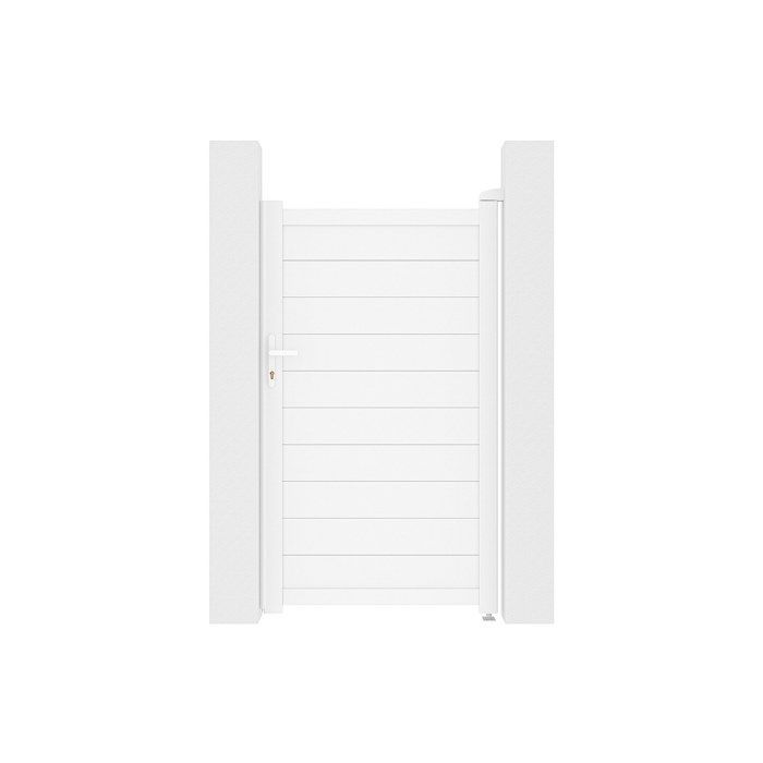 Puerta batiente de aluminio macizo, 103 cm de ancho x 180 cm de alto, blanca - NAZARIO