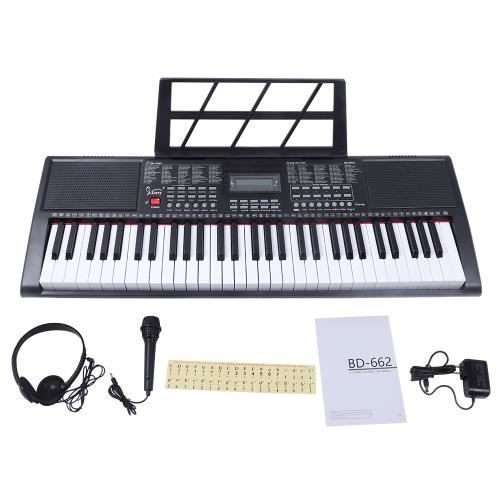 FCH – Komplettes 61-Tasten-Digitalpiano-Starterset mit Keyboardständer, Keyboardbank und Kopfhörern