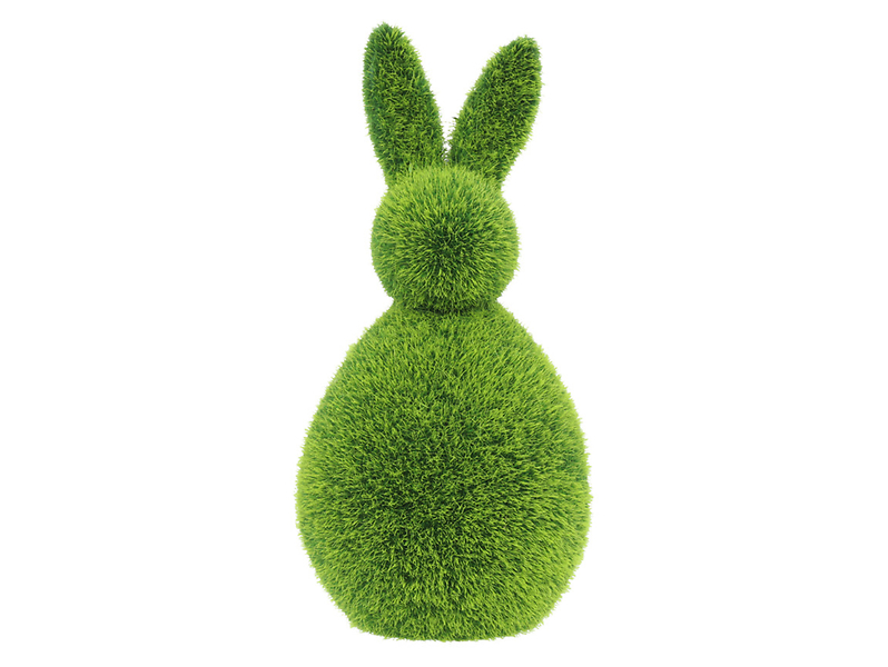 Figurka ceramiczna Zając flokowana 18 cm zielona