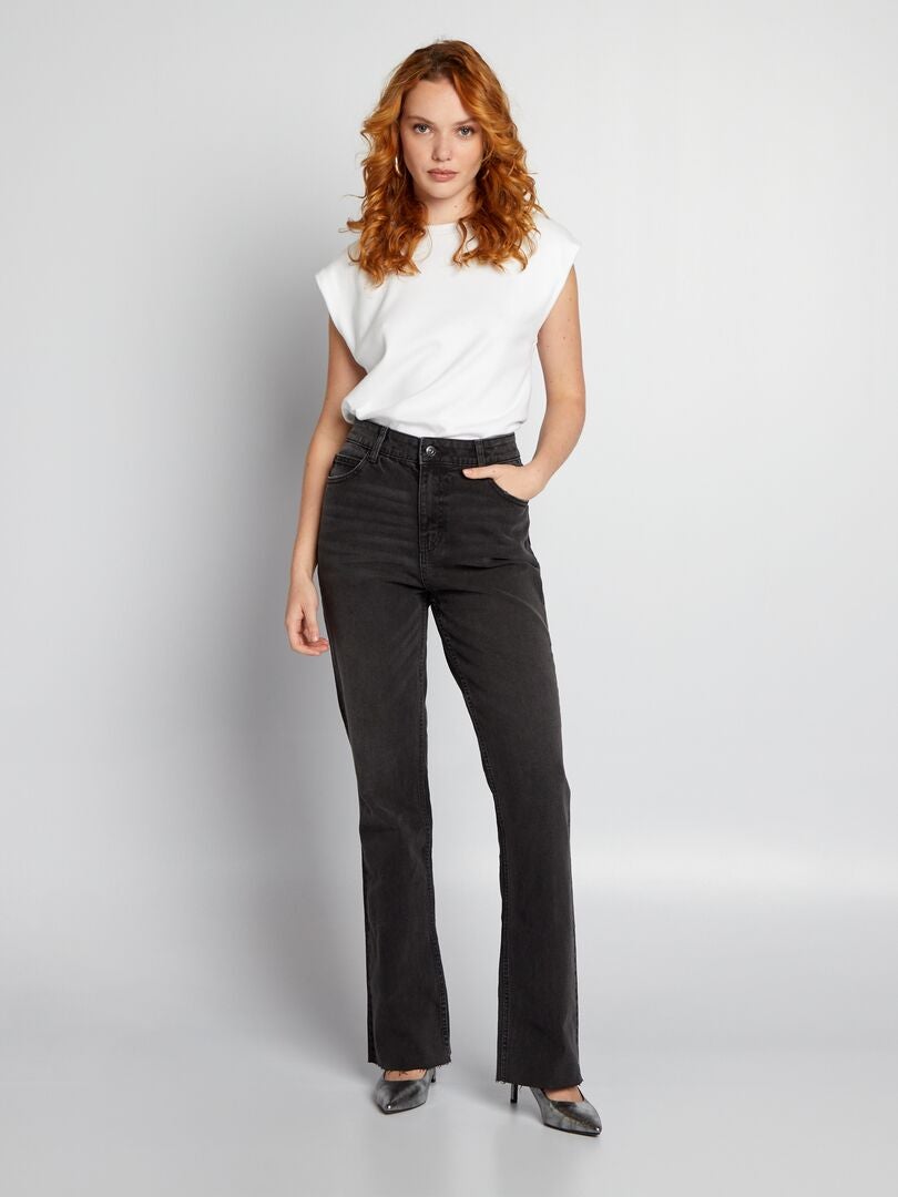 Hoge taille flared jeans - ZWART