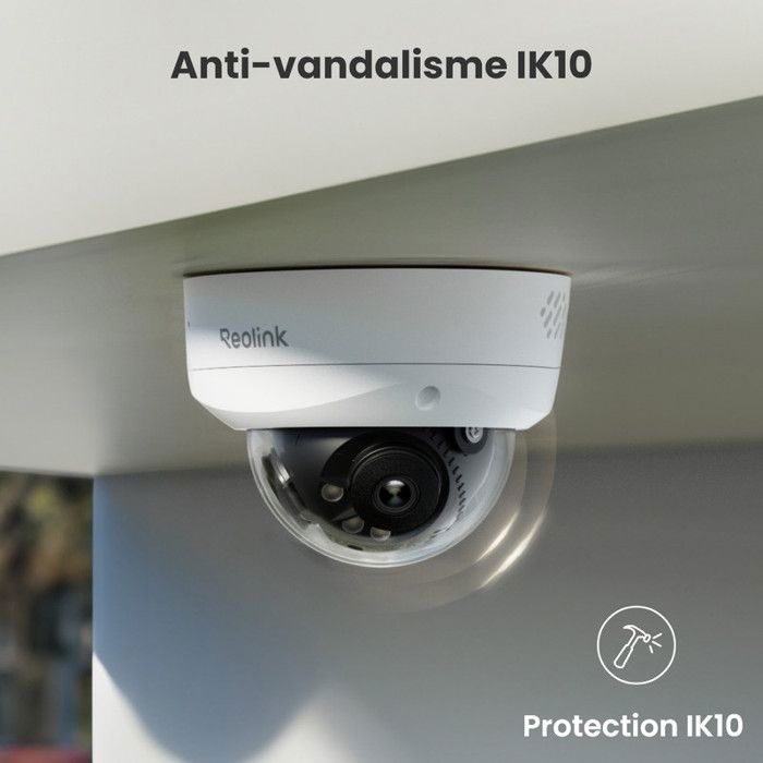 Reolink Caméra IP PoE Anti-Vandalisme 4K 8MP UHD IK10 à Double Objectif avec Vue Panoramique à 180° et Vision Nocturne
