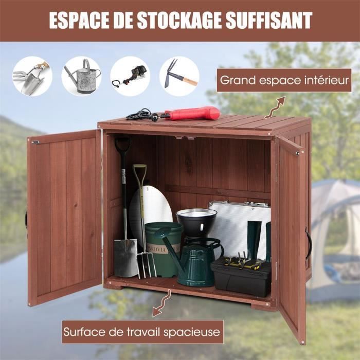 Armoire de Rangement en Bois de Sapin 77 x 56 x 72cm COSTWAY-Doubles Portes avec Poignées-Base Surélevée-Surface Résistante à l’eau