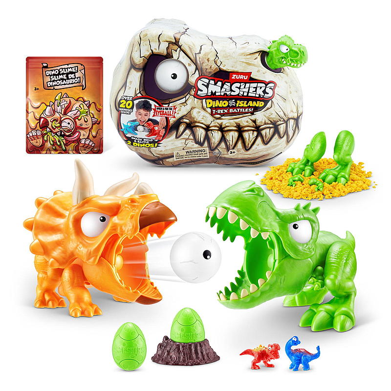 Batalla de mini T-rex en la Isla de los Dinosaurios de Smashers