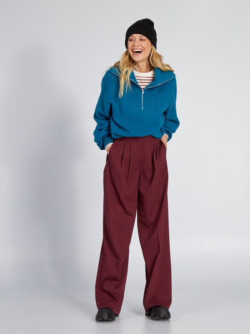 Trui met hoge hals en ritssluiting - BLAUW