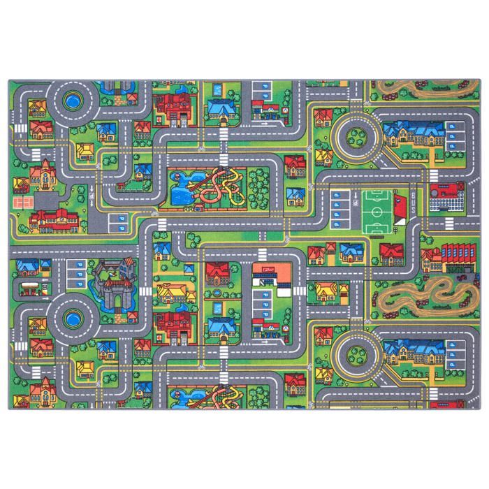 Tapis de Jeu Enfant 140x200cm, Playcity - Tapis Circuit Voiture - Lavable - Antidérapant - Carpet Studio