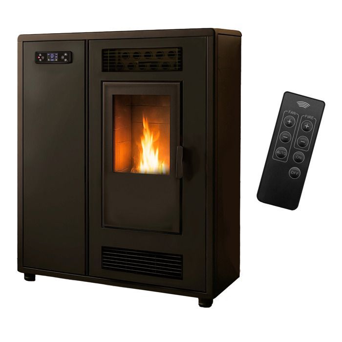 Estufa de pellets Sannover Air Slim Astral de 12,2 kW, color negro.