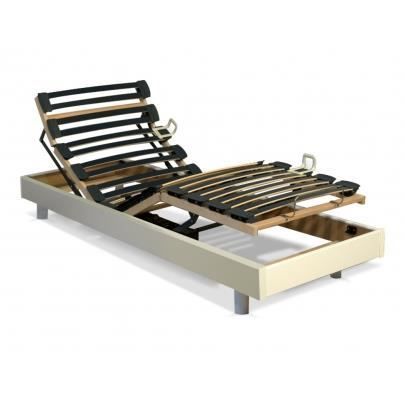 Base de cama eléctrica de relajación - OFERTA ÚNICA - Láminas multicapa - 5 secciones - Firmeza ajustable - Blanca