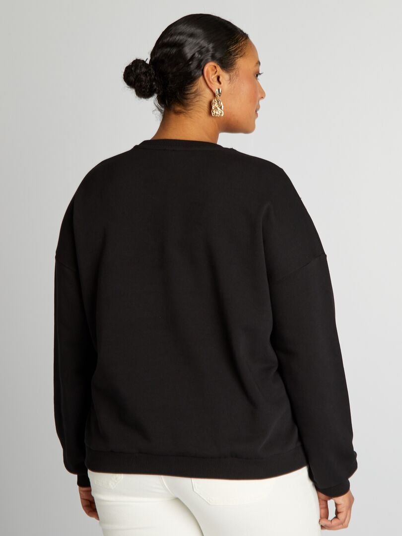 Sudadera de tejido polar con bordado - NEGRA