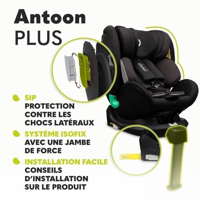 LIONELO Antoon Plus i-Sofix Bilbarnstol 40-105 cm - ISOFIX - Grupp 0+/1 - 360° vridbar bas