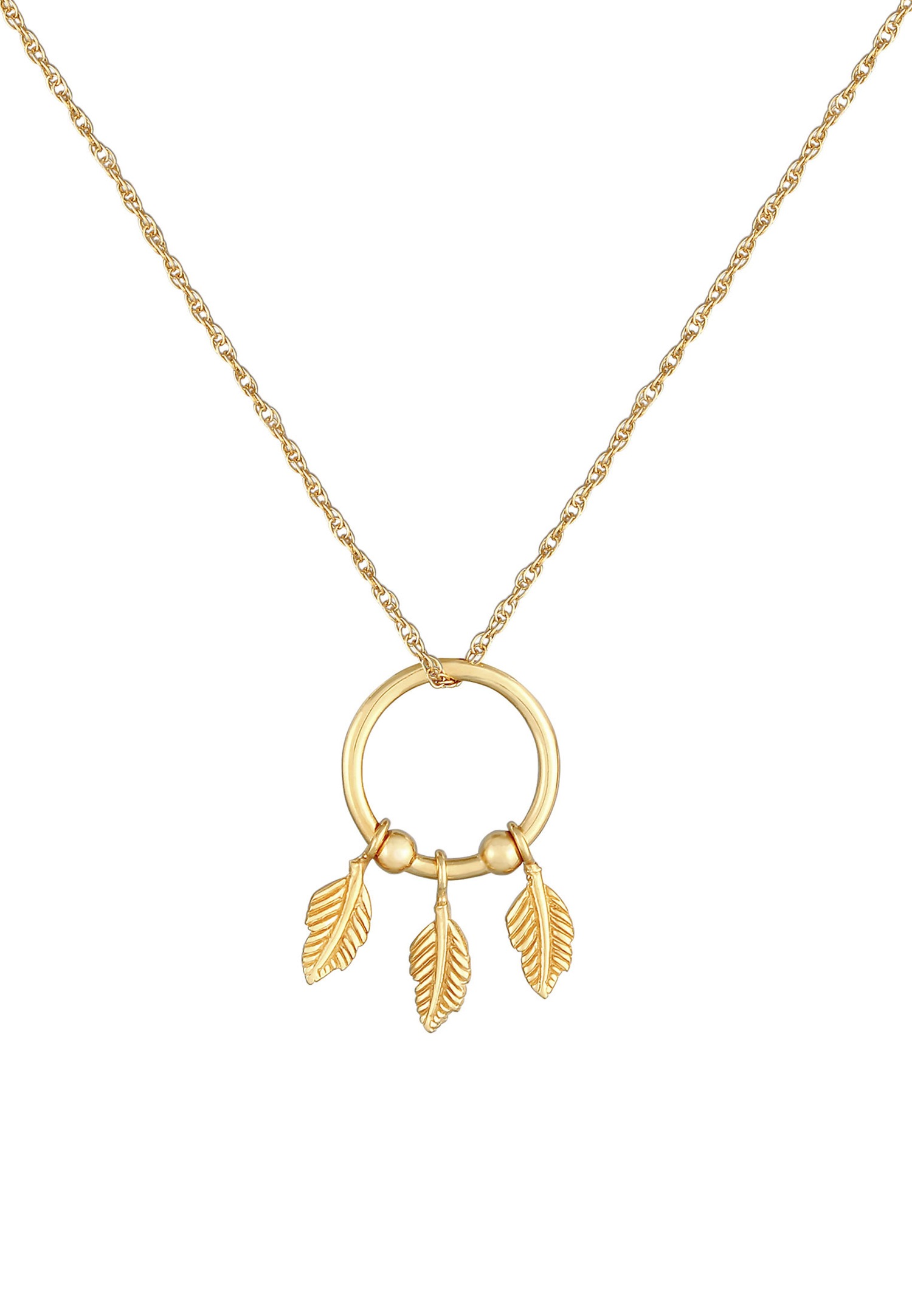 Elli Pendentif Plume Femme Boho Hippie Tendance Eté en Argent Sterling 925 Plaqué Or