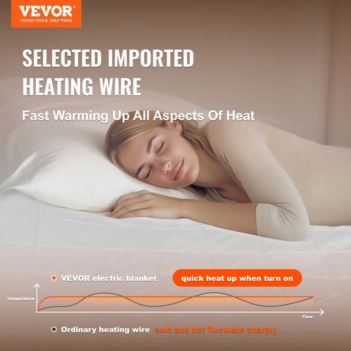 Cubrecolchón calefactable VEVOR - 150x80 cm - Calentador eléctrico de cama de tejido cepillado con 4 niveles de calor - Temporizador de 12 horas