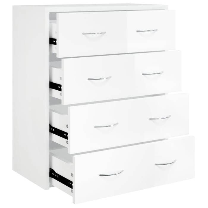 Contemporary chest of drawers/sideboard with 4 drawers, 60x30.5x71 cm, Glossy white, LL0000162153