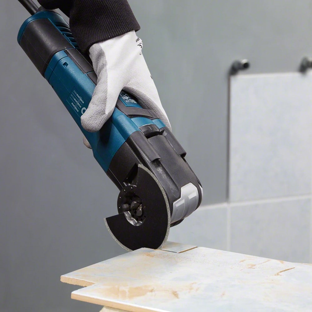 Disco diamantado segmentado BOSCH de 85 mm para ferramentas multifuncionais, ideal para argamassas e materiais abrasivos.