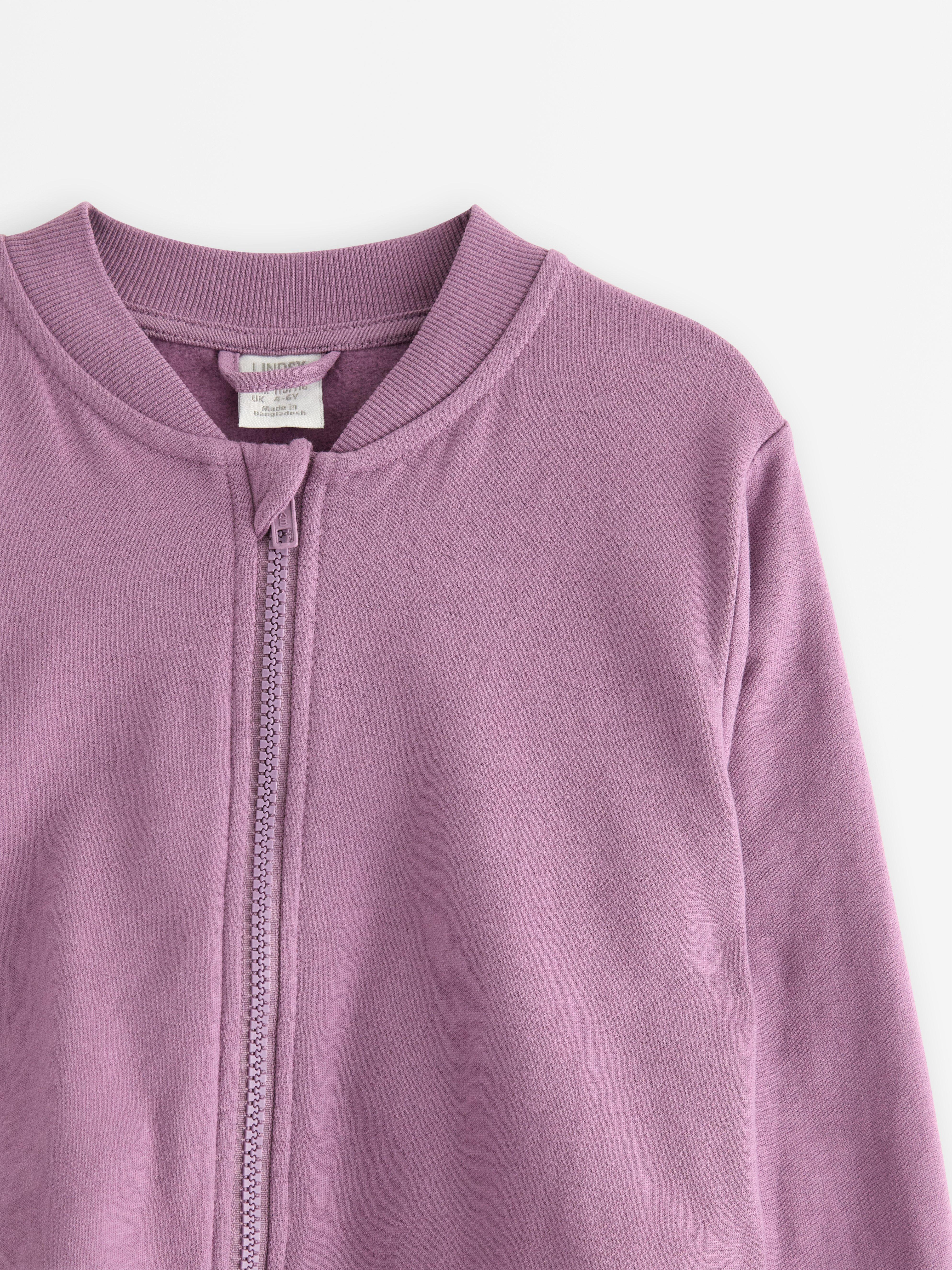 Sudadera con cremallera color lila claro empolvado