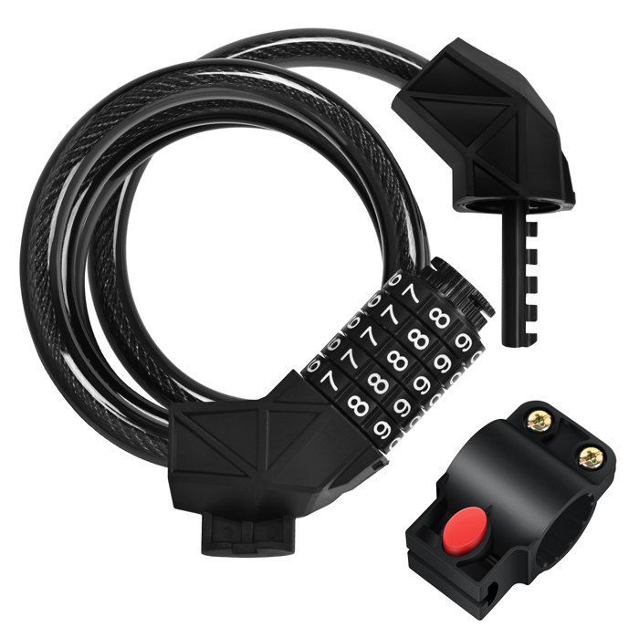 Keyless Combination Lock for Scooters - Reinforced 8mm x 120cm Cable for Bicycles, Motorcycles, and Electric Scooters