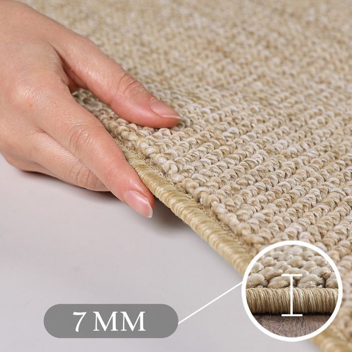 Carpetsale24 Tapis de Salon en Beige 140x200 cm tapis à boucles mélangées uni moderne tapis décoratif facile d'entretien doux