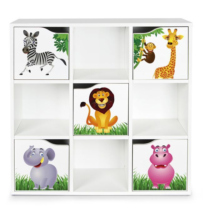 Kubico Max - Jungle- 29 x 89 x 89,5 cm Bibliothèque Colorée pour Enfants  Élégant et Fonctionnel