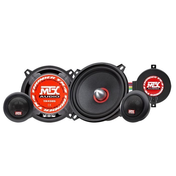 Kit de altavoces para coche MTX TX450S de 2 vías, 13 cm, 70 W RMS, 4 tweeters de neodimio, conos de pulpa de celulosa de 25 mm.