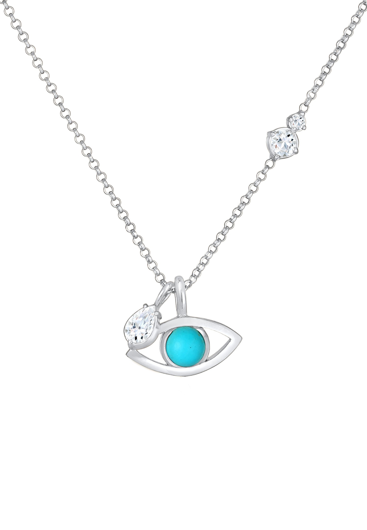 Elli PREMIUM Topaze solitaire turquoise pour dames en argent sterling 925