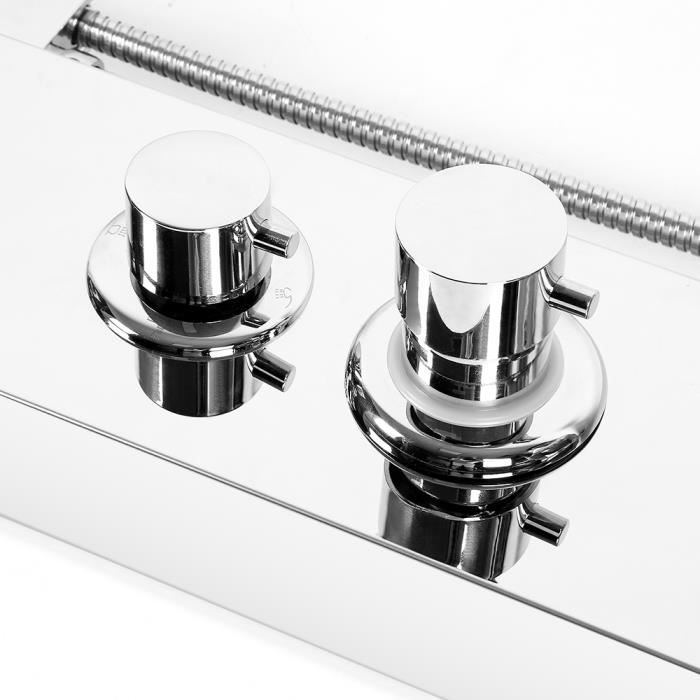 Colonne de douche B.LIVEM - Paroi de douche - Douchette à main - 15 x 47 x 130 cm - Miroir argent