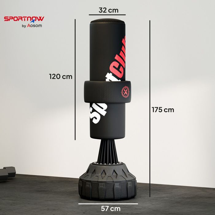 SPORTNOW - Sac de boxe sur pied - Plastique - 58x58x175cm - Noir